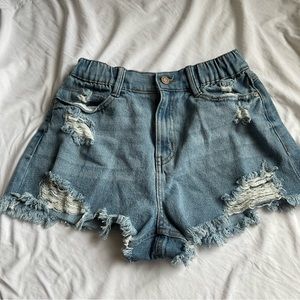 Very short denim shorts